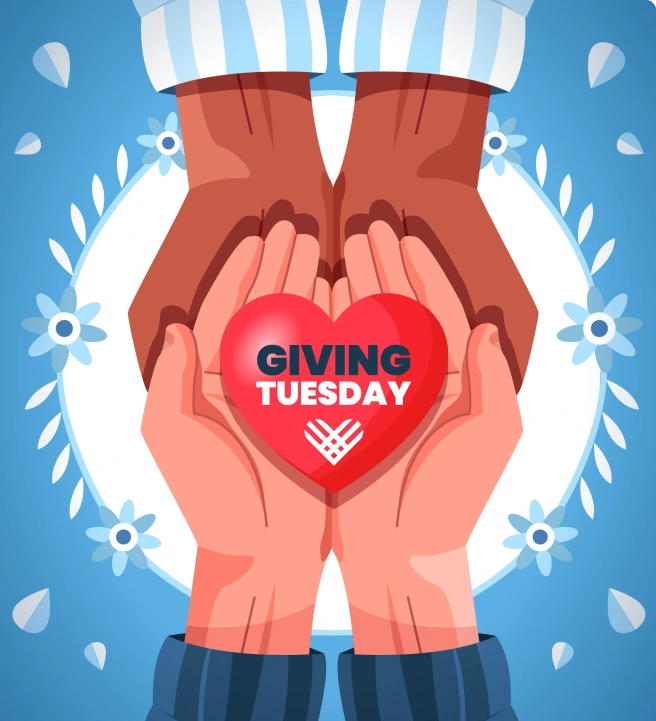 Symbolic Giving Tuesday heart resting in open palms